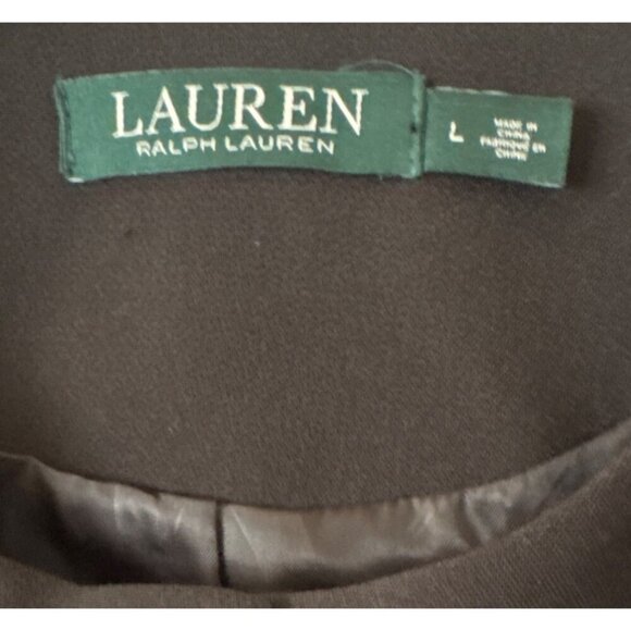 RALPH LAUREN L Black Coat with Snap Buttons Collarless Oversize Look - Picture 3 of 5